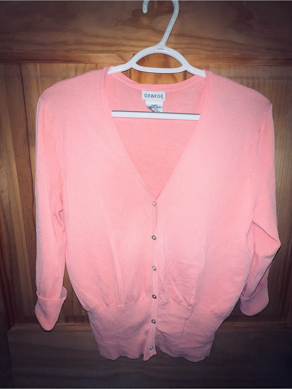 George Soft Pink V-Neck Button Cardigan